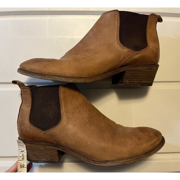 Frye Ankle Boots Carson Chelsea Women’s Size 9M Cognac Western Brown Leather - Picture 9 of 12